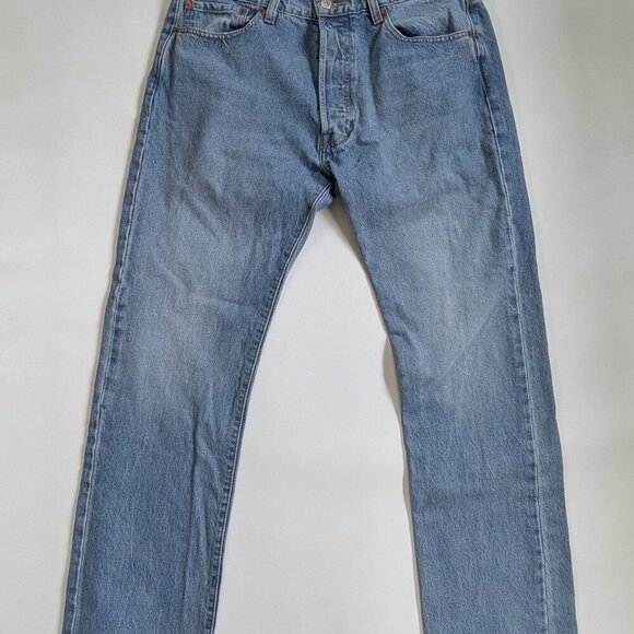 Levi Strauss 501 Men's Jeans Straight Leg Size W34 L32 Button Fly High Waist - Picture 1 of 8